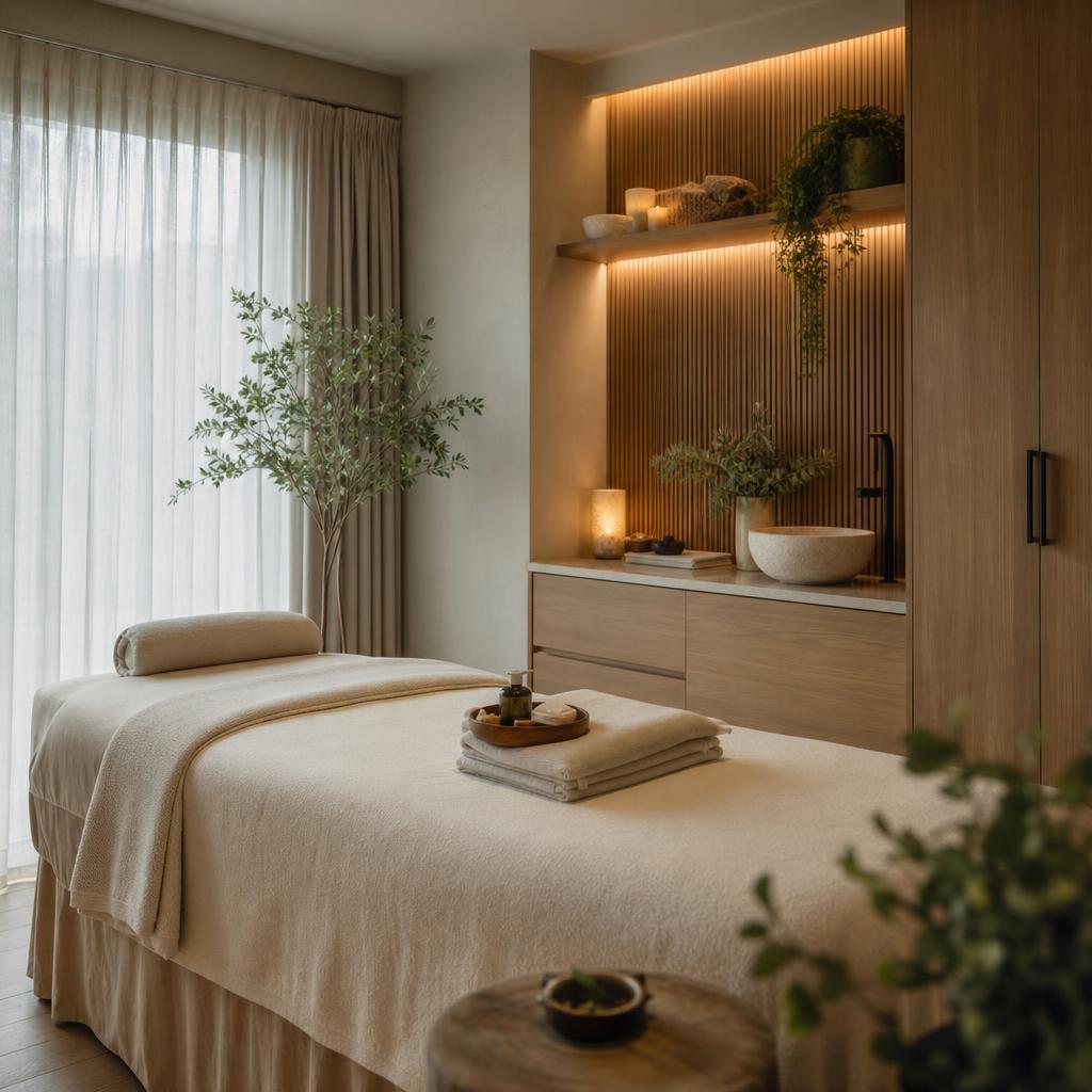 A serene massage and holistic wellness room at Veloro Spa